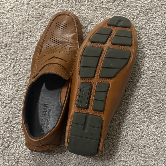 Cole Haan Men's Tan Perforated Loafers - Picture 2 of 8